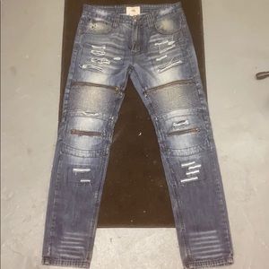 Mens biker jeans original vintage denim smoke rise